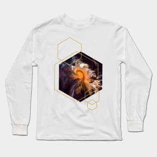 Solar System with Gold Hexagons Long Sleeve T-Shirt